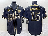 Men's Kansas City Chiefs #15 Patrick Mahomes Black Gold C Patch Cool Base Stitched Baseball Jersey,baseball caps,new era cap wholesale,wholesale hats